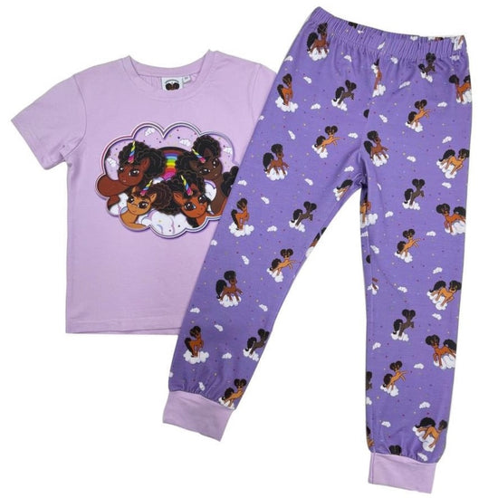 Puff Party Short Sleeve Pajama Set - Purple Print