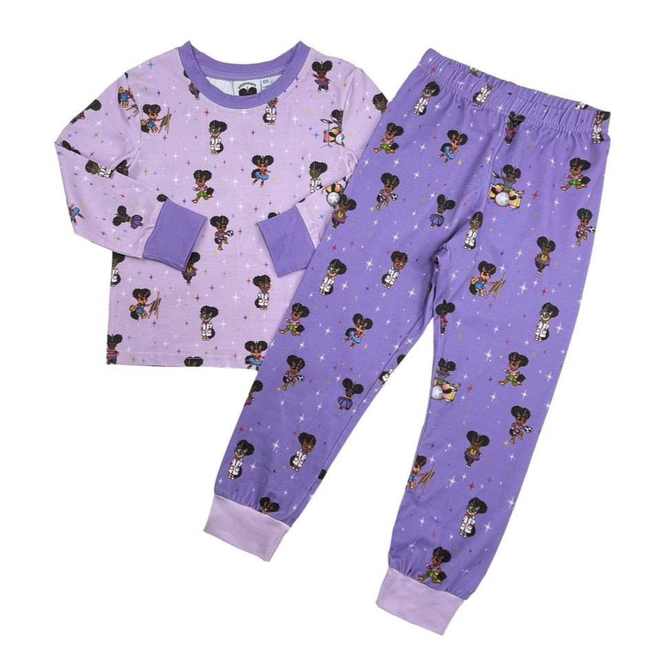 Load image into Gallery viewer, Today, I Want To Be… Long Sleeve Pajama Set - Purple Print
