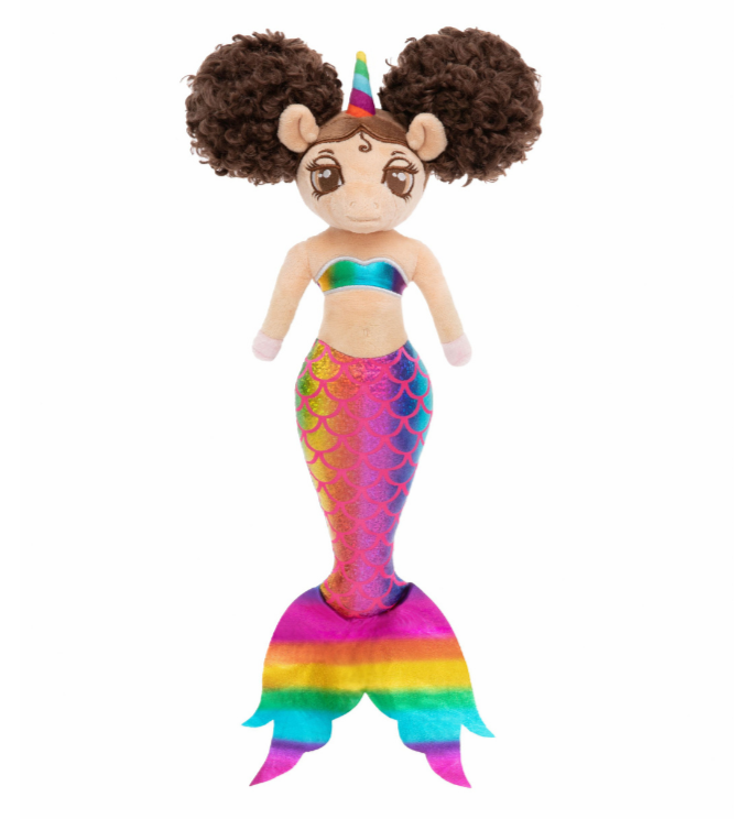 Zoë Black Mermaid Unicorn Doll with Iridescent Tail and Matching Top - 16 inch