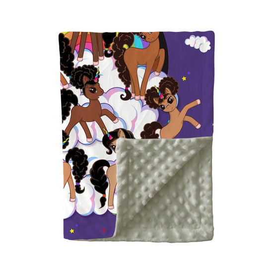 Load image into Gallery viewer, Chocolate Rainbows Cloud 9 Baby Dotted Blanket - Pop Star Purple
