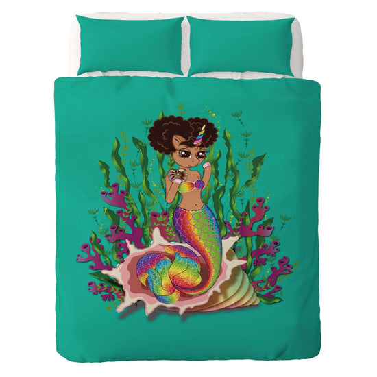 Load image into Gallery viewer, Zoë Unicorn Mermaid Oversized Plush Blanket - Sea Green
