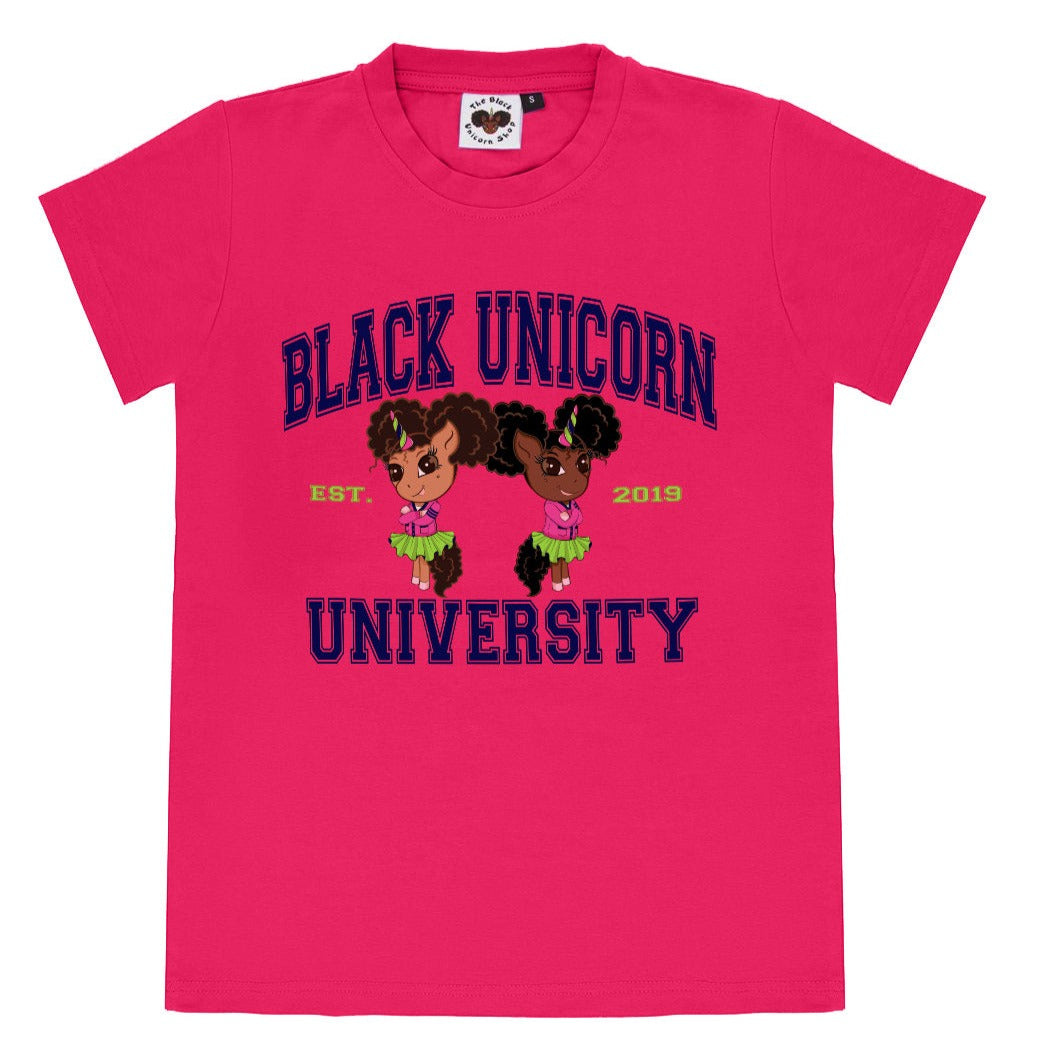 Alexis Black Unicorn University Doll Pink, Green and Navy - 14 inch