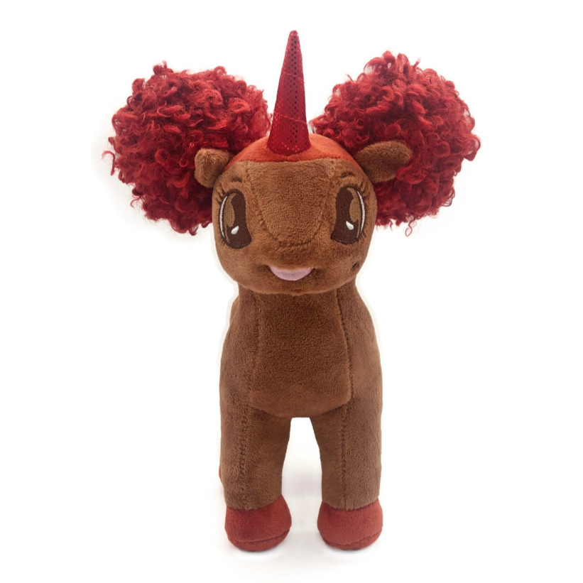 Amari Black Unicorn Plush Toy with Red Hair - 12 inch