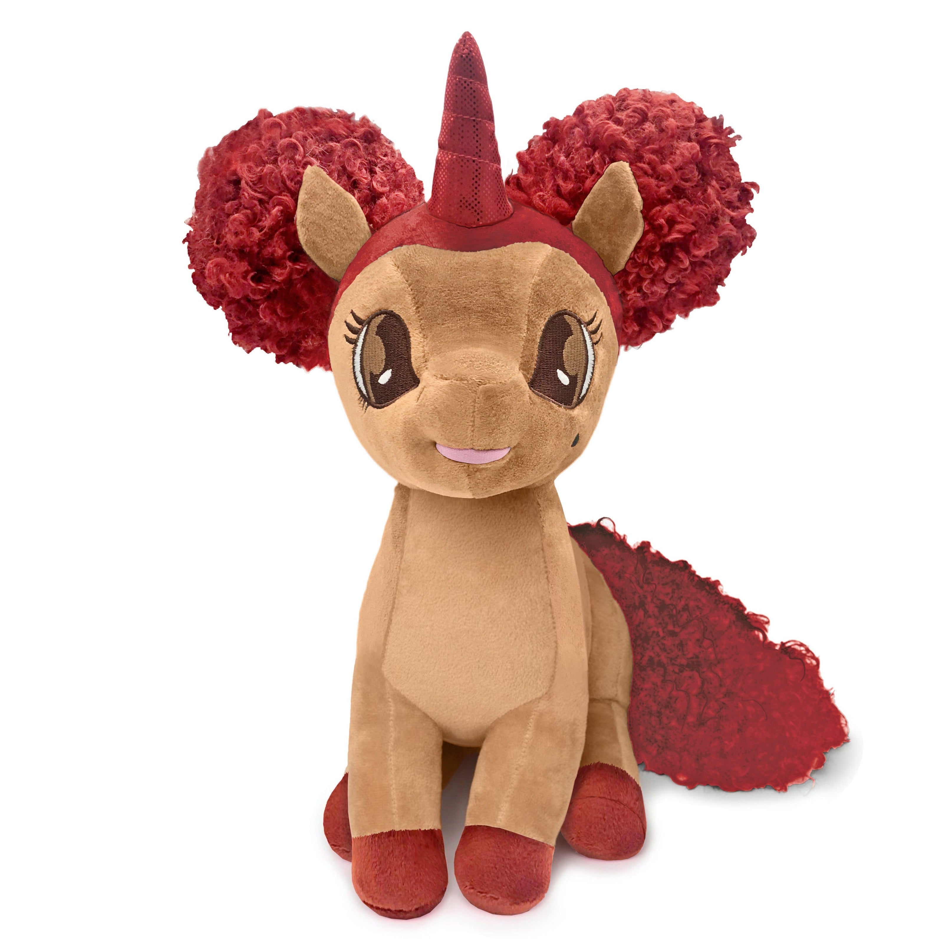 Ciara Black Unicorn Plush Toy with Red Hair - 15 inch