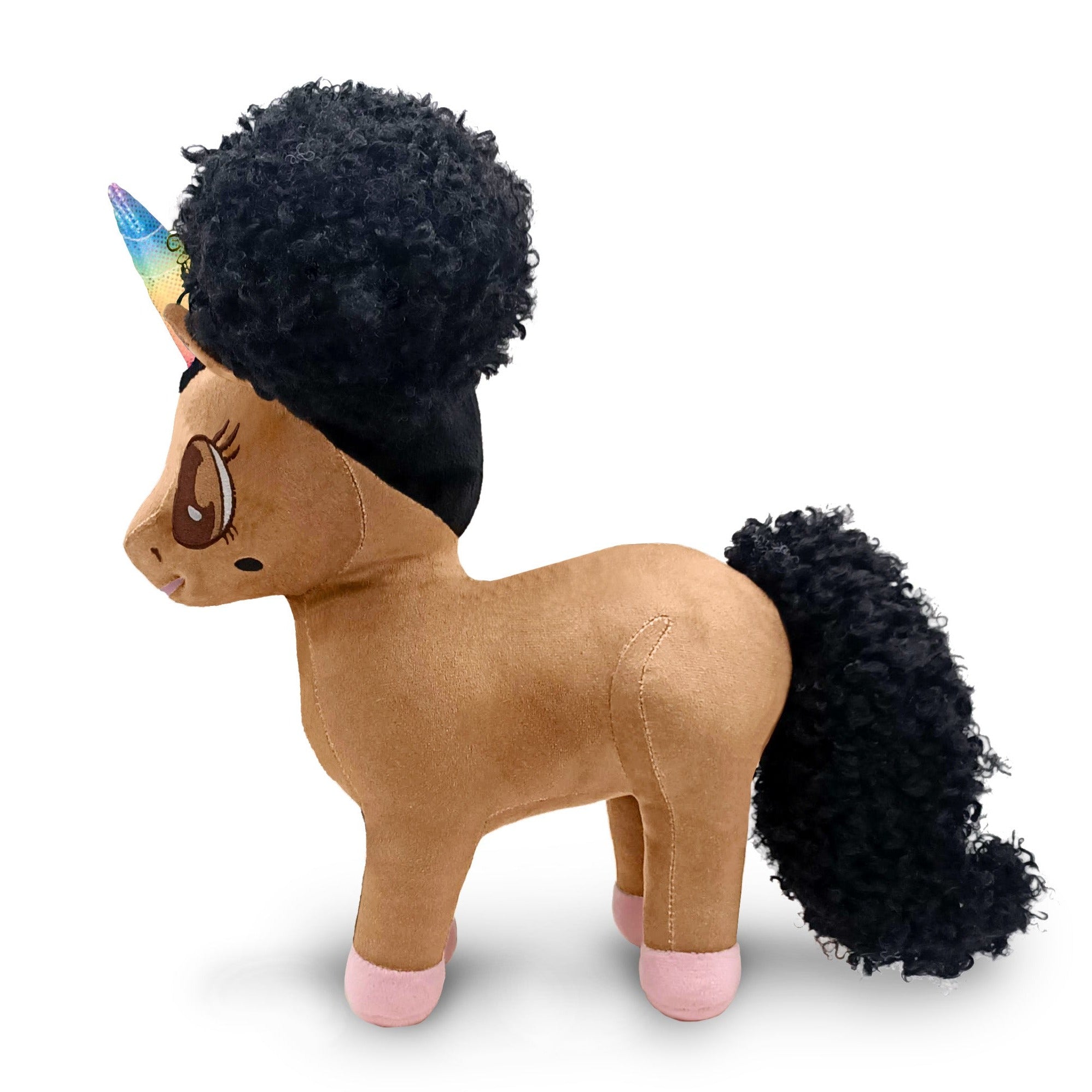 Brandy Black Unicorn Plush Toy with Brown Eyes - 15 inch