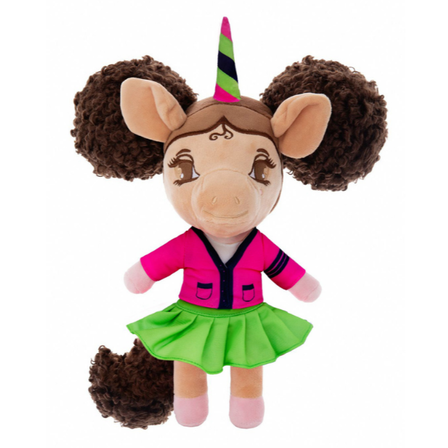 Alexis Black Unicorn University Doll Pink, Green and Navy - 14 inch